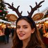 Повязка на голову с оленьими рогами для женщин, взрослых, плюшевые оленьи уши, головной убор, оленьи рога