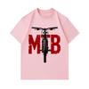 Men's 100% Cotton Crew Neck Short Sleeve T-Shirt, MTB Mountain Bike Front Print Casual Tees, Comfortable Breathable Daily Wear Tops for Cycling Biking