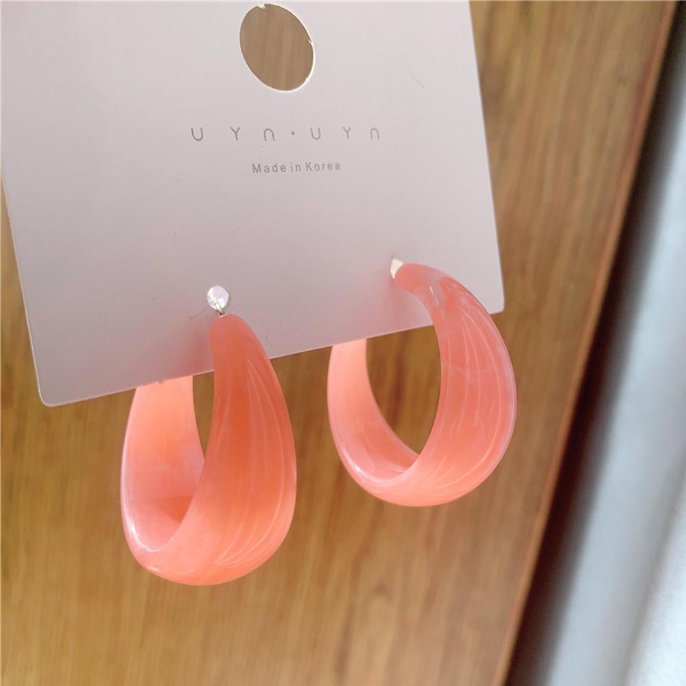 Подарки для девочек Серьги-кольца из смолы в винтажном стиле с геометрическим узором Прозрачные серьги в форме буквы C Акриловые серьги