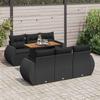 VidaXL Garden Lounge Set 7 Pcs with Cushions Black Wicker 3327219