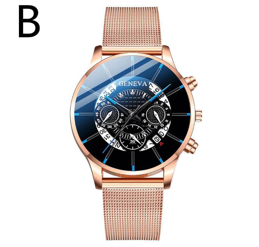 Часы на сетчатом металлическом ремешке из сплава, Ультратонкие, Три циферблата, Сетчатый ремешок, Модные, Повседневные, Стальной ремешок, Кварцевые часы, Мужские