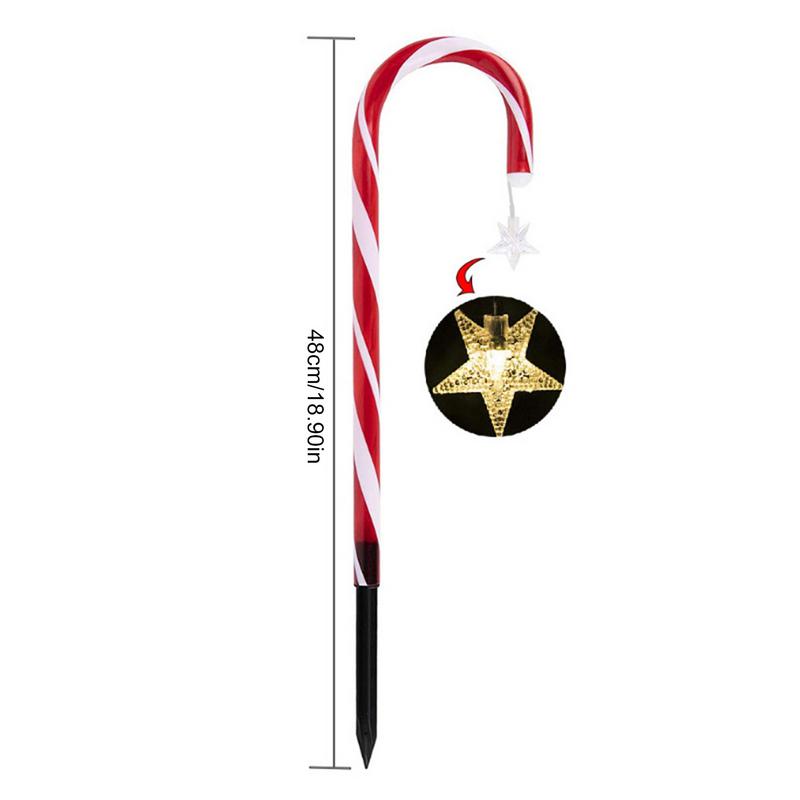 Рождественские леденцовые огни на солнечной батарее, рождественские украшения, колышковые огни от 1 до 8 светодиодных колышковых огней, напольный светильник со звездой