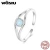 925 Sterling Silver Opal Heart Open Ring Fashion Delicate Ring Everyday Wear For Women Girl Fine Jewelry Gift