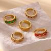 Vintage Gold Enamel Zircon Court Style Ring Women's Fashion High Sense Autumn and Winter Ring Opening