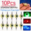 5-2PCS LED Fishing Lure Light Flashing 4Color Deep Drop Underwater Eye Shape Fishing Squid Fishing Bait Luminous Attracting Fish