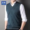 Мужской жилет-пуловер с V-образным вырезом из 100% чистой шерсти, теплый, плотный