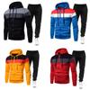 2023 Fall / Winter New Hoodie Colorful Stitching Color Hooded+Pants Men Casual Cotton Warm Sweatshirts Jogging Suit