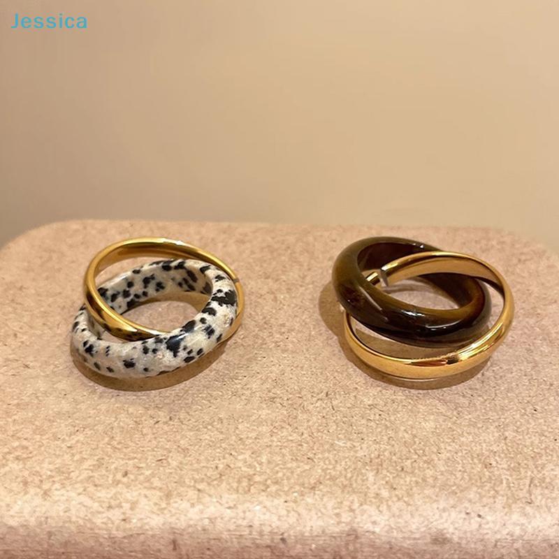 Minimalist Stacking Ring – Natural Stone Gold Plated Band Rings For Daily Layered Style