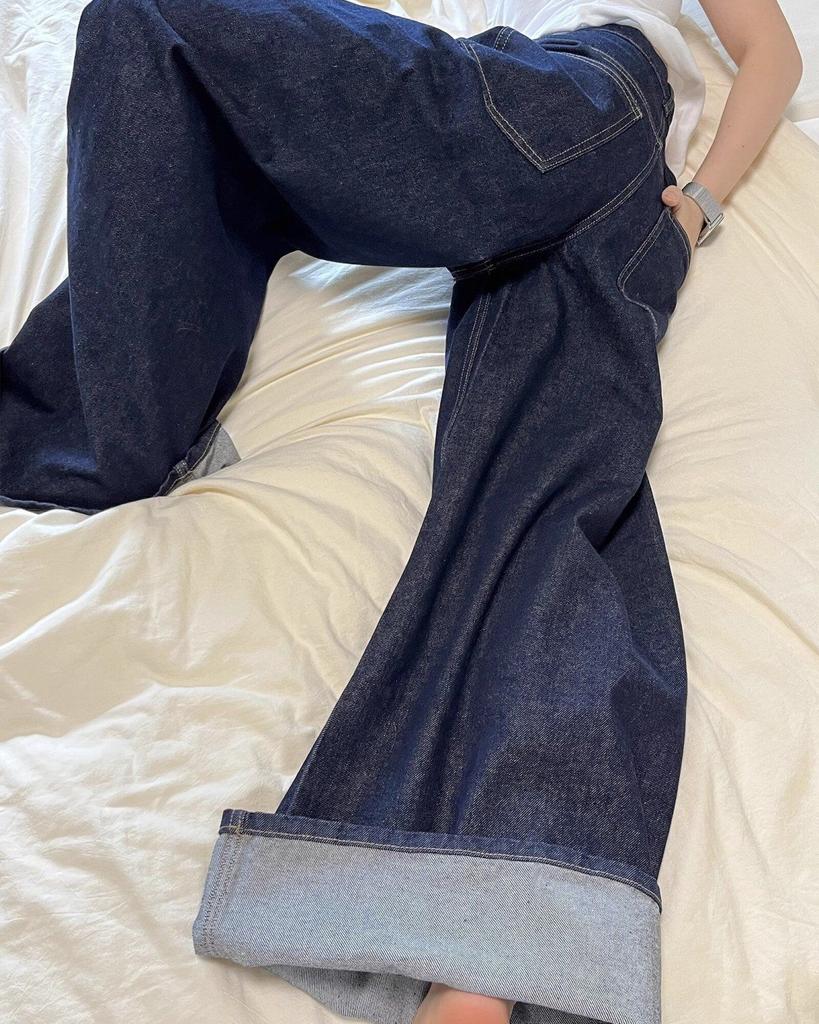 Новые американские женские черные джинсы High Street Vibe с широкими штанинами для осени и зимы для мужчин и женщин, стираные свободные прямые брюки