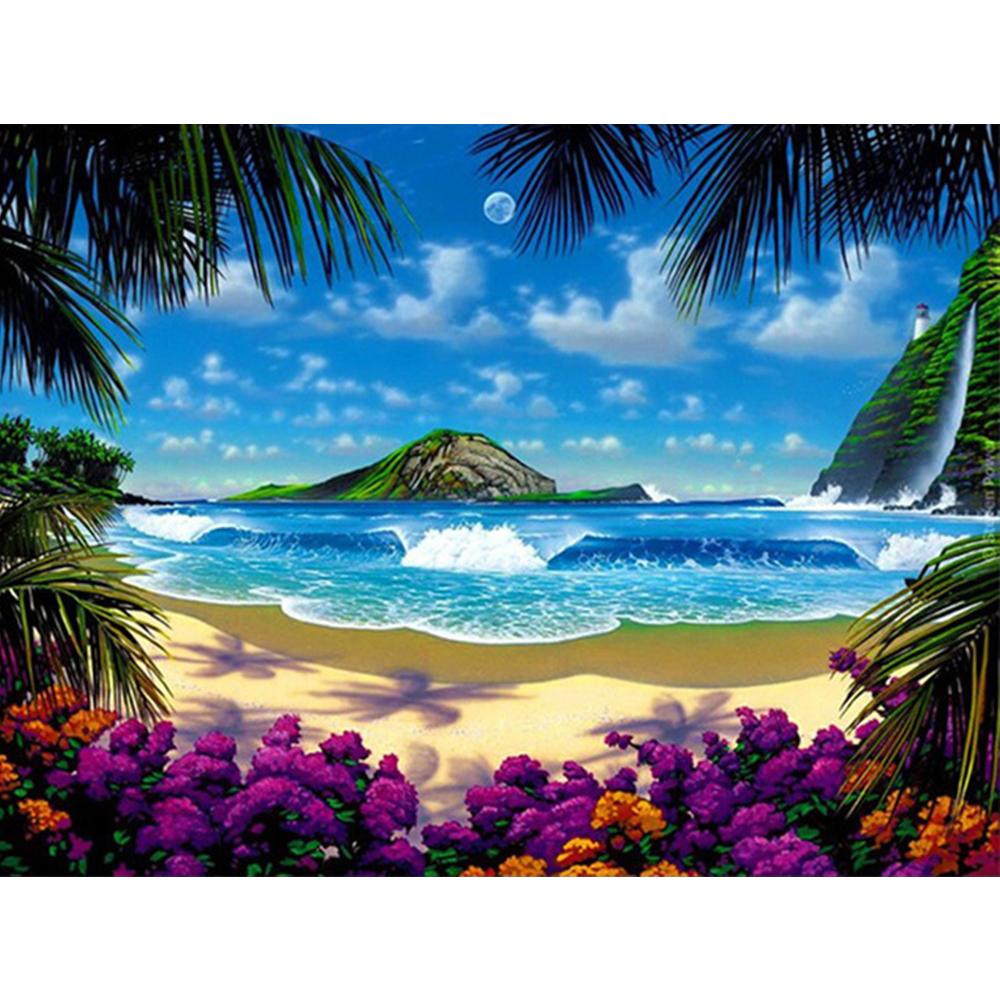 5D наборы для алмазной живописи приморская Алмазная вышивка пейзаж мозаика картина кокосовая пальма искусство украшение дома