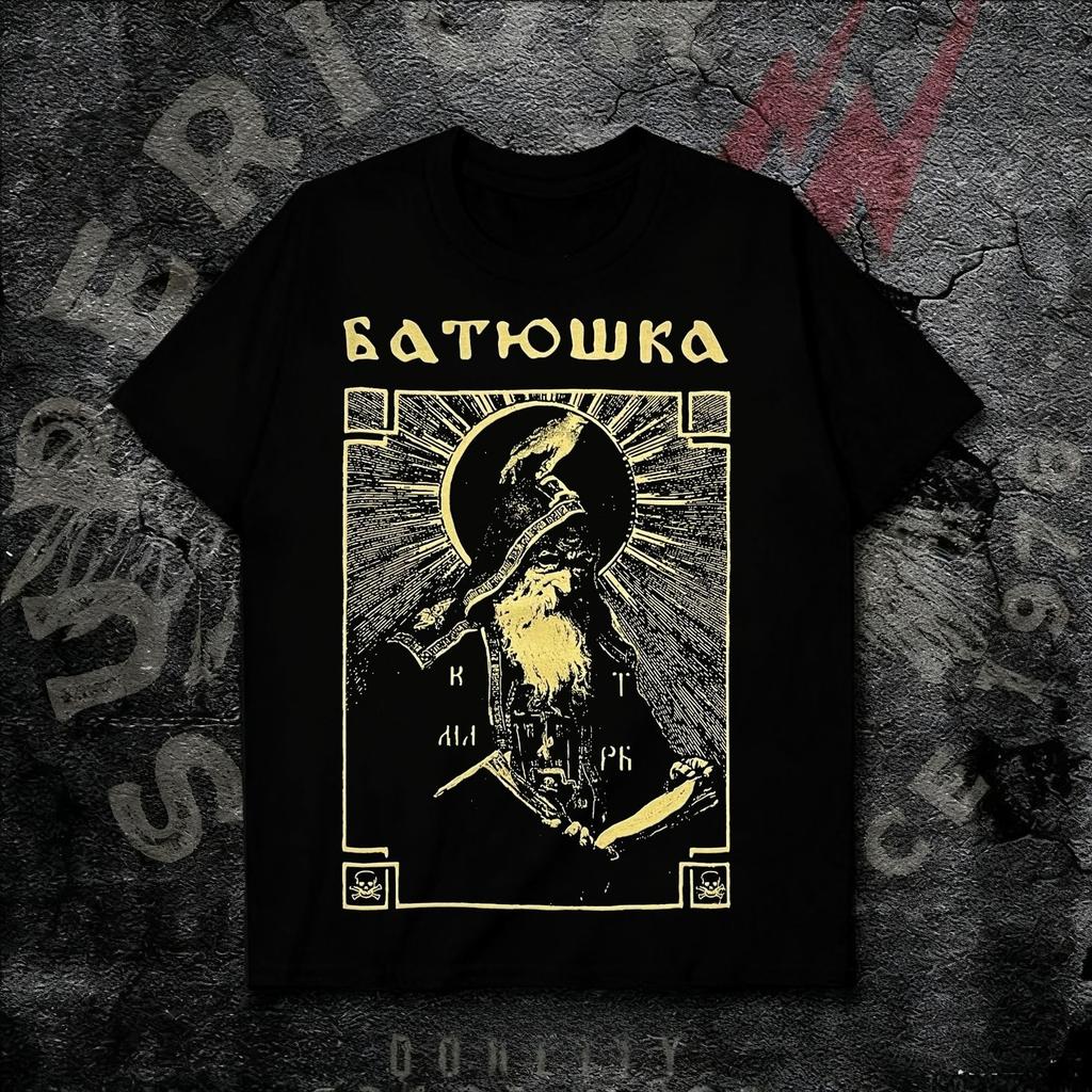 BATUSHKA Bands Европейский Темный Рок Винтажная Печать Хлопковая Футболка для Мужчин и Женщин Свободный Крой Подходит для Лета