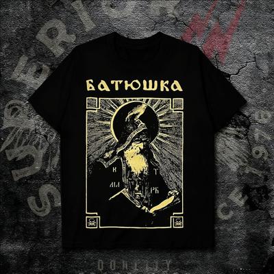 BATUSHKA Bands Европейский Темный Рок Винтажная Печать Хлопковая Футболка для Мужчин и Женщин Свободный Крой Подходит для Лета