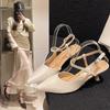 Women Sandals Pointed Toe Elegant Low-heel Shoes Summer Fashion Slingback Woman Mules Shoes Pumps Dress Shoes