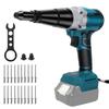 Makita 18V Compatible Electric Rivet Brushless Hand with LED Fits Stepless Speed Low Includes 20 Blue Gun, Cordless, Motor, Riveter, Light, 3.2-4.8mm
