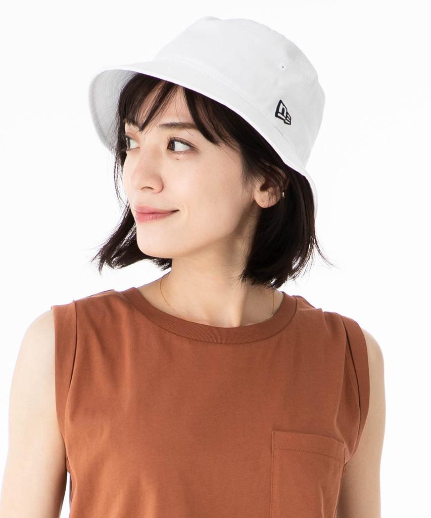 NEW ERA Bucket Hat Twill Cotton White M/L BUCKET-01 WHT BLK 25J