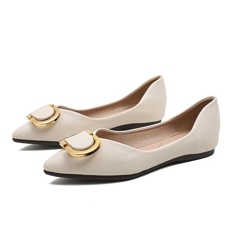 Модные классические женские туфли на плоской подошве 2024 года, новые летние повседневные туфли на мягкой подошве с плоским каблуком и острым носком, лидер продаж, женская обувь больших размеров 41-43