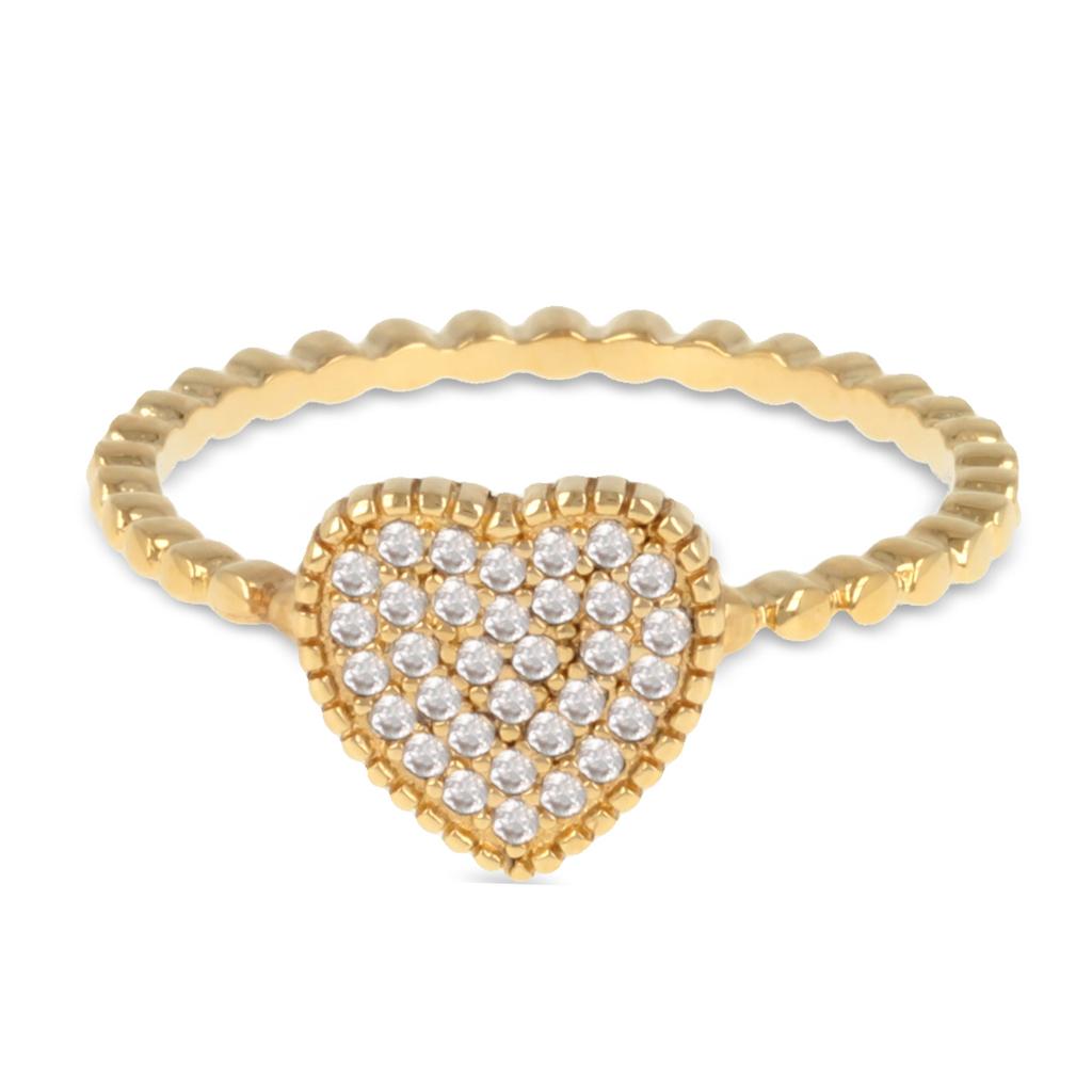 Gold Plated Ring 'Love' Golden White - 9x9 Mm