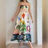 Элегантное женское повседневное модное платье с высокой талией и принтом 2024 года