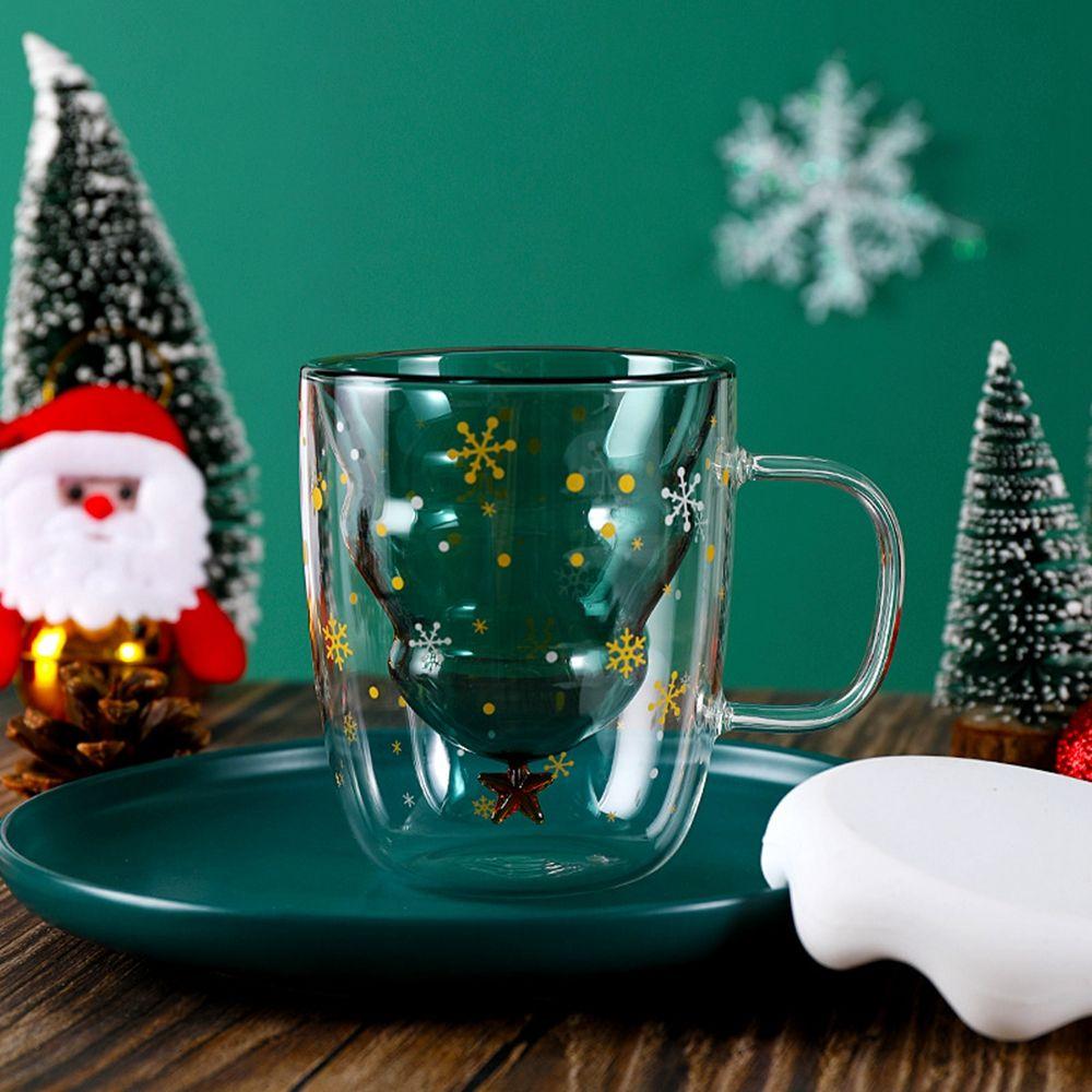 Tree Christmas Ornaments Starry Sky Double Layered Milk Cup Glass Mug Glass Cup Christmas Gifts