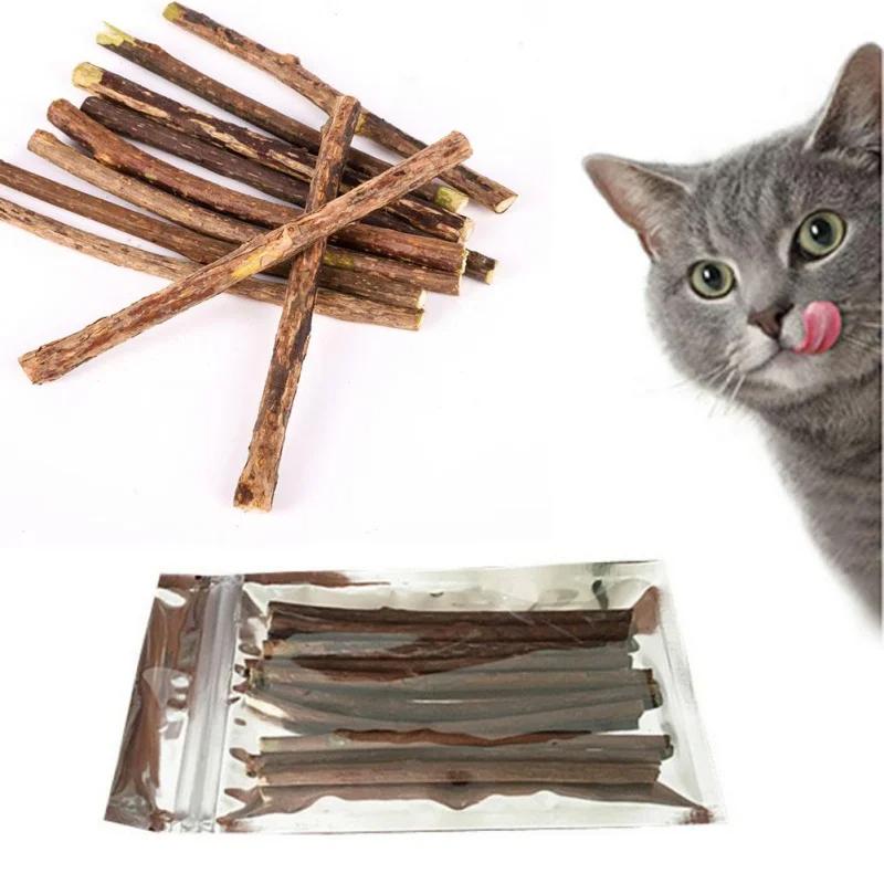 10Pcs/lot Catnip Stick Pet Cat Molar Toys Natural Wood Polygonum Sticks Cleaning Teeth Relieve Boredom Snacks Chews Toys