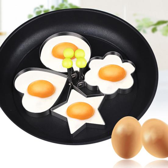 5Pcs Egg Mold Ring Easy To Clean Creative Round Heart Shapes Stainless Steel Frying Egg Mold for Home Kitchen