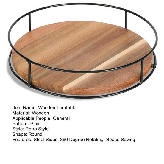 9-дюймовый деревянный проигрыватель Lazy Susan со стальными стенками, вращающийся на 360 градусов шкаф, кладовая, кухонная столешница, холодильник, шкаф, органайзер для обеденного стола