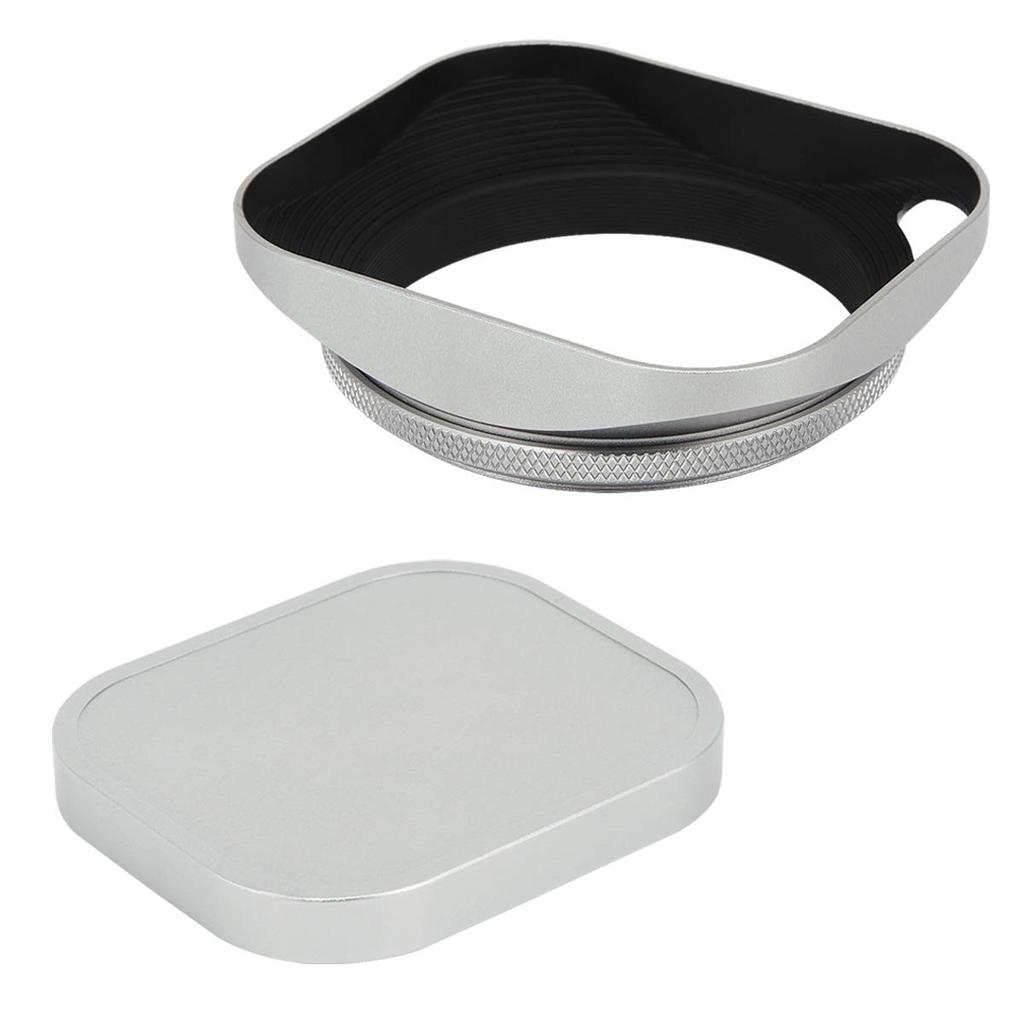 Haoge LH-W58P 58mm Square Metal Screw-in Lens Hood with Hollow-out Cap for Leica Rangefinder Cameras with 58mm E58 Filter Thread Lens, Silver