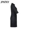 Женское модное джинсовое платье JPNTKY с коротким рукавом, приталенное поясом и застежкой-молнией для лета/весны
