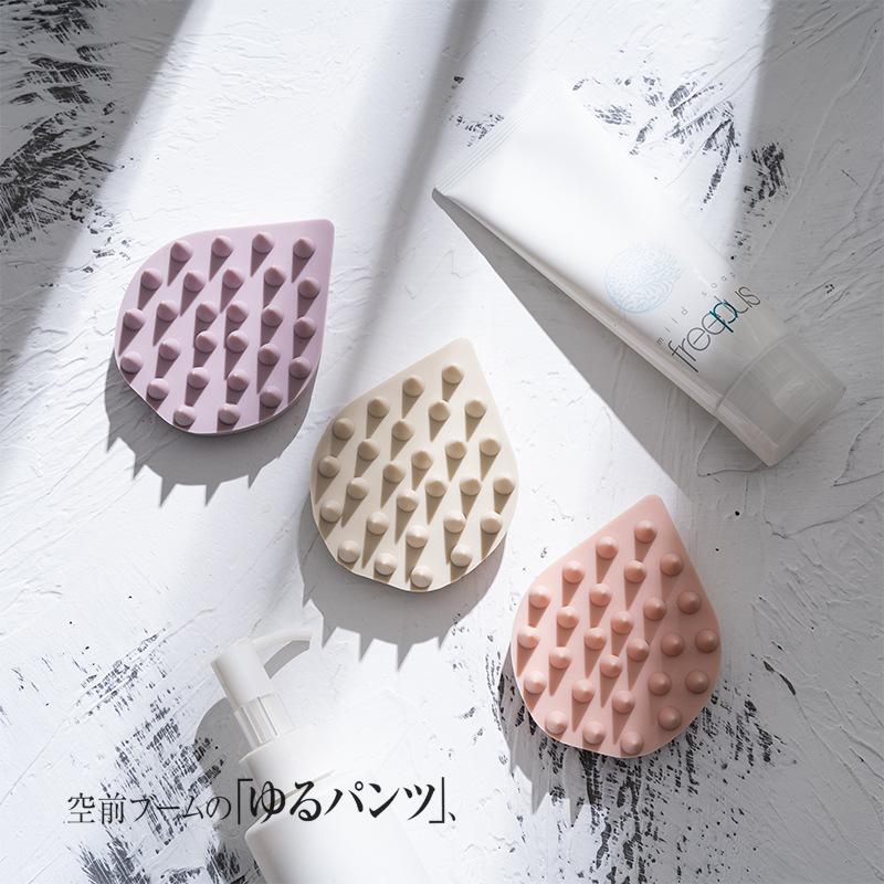 Water drop silicone shampoo brush integrated solid head cleaning massage comb hair washing artifact Japanese brush