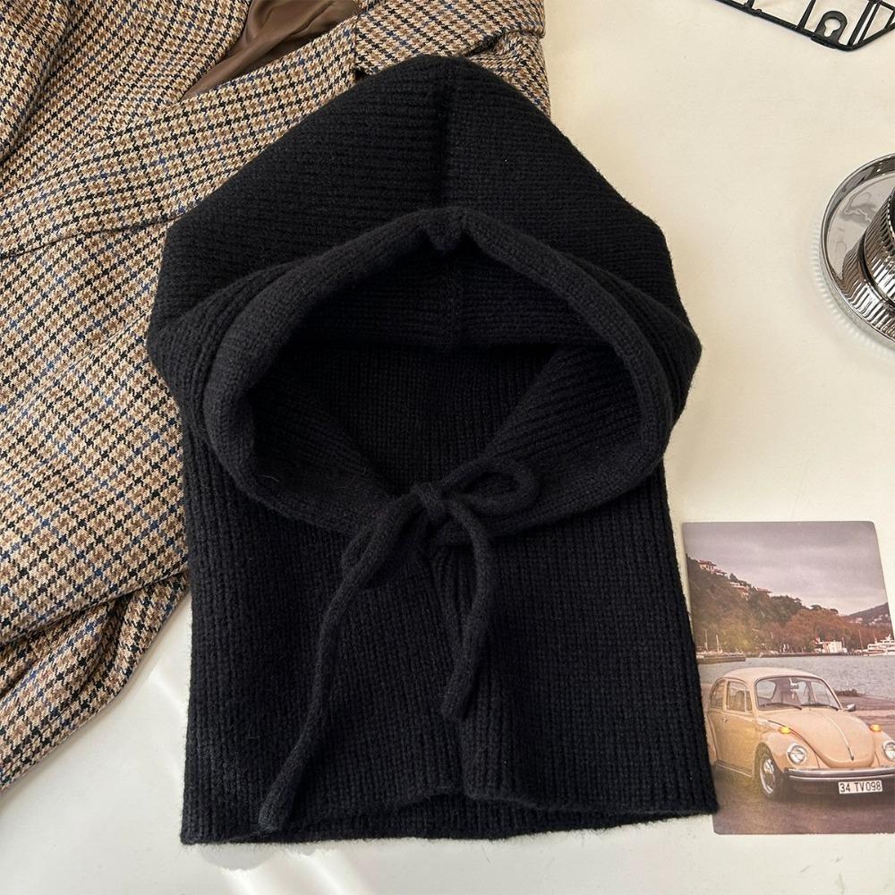 Solid Color Knitted Balaclava Hat Woolen Pullover Cap Cute Neck Collar Beanies Cap  Outdoor