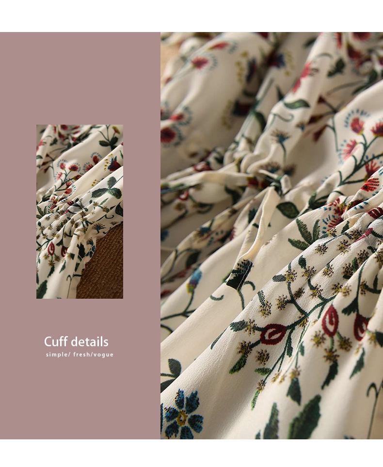 Роскошное платье из тутового шелка с цветочным принтом - Летне-весенняя женская мода средней длины 2025