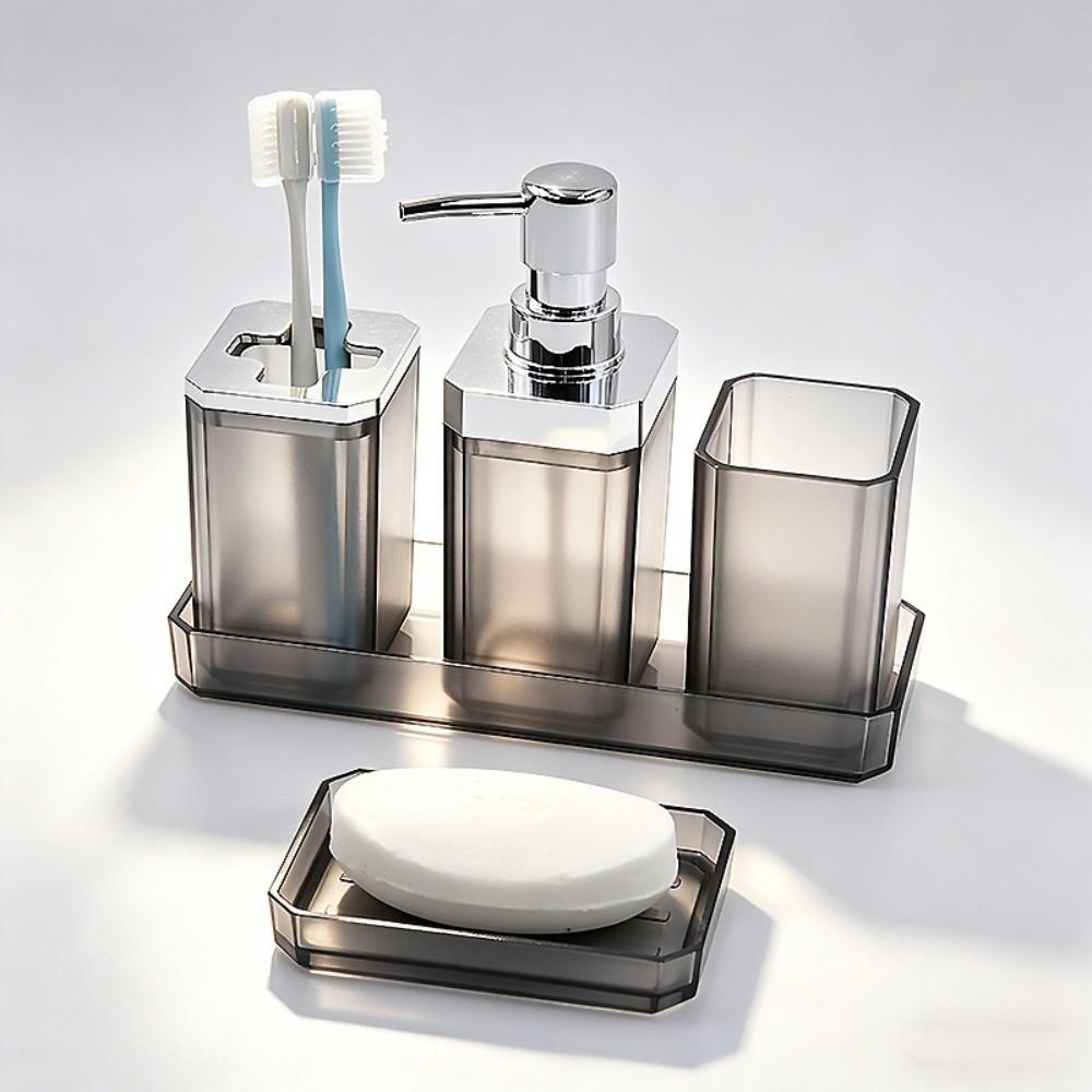 5pcs/set Toothbrush Holder 5pcs Bathroom Accessory Set Non Slip Bathroom Organizer Set for Hotel