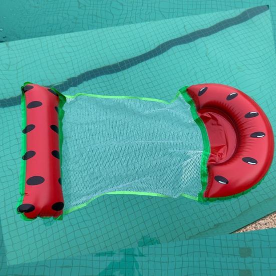 Water Hammock with Ergonomic Headrest Fruit-Shaped Inflatable Lounger Bed Swimming Pool Float Water