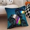 DDaft PPunk Band Cushion Cover Throw Pillow Cover Hidden Button Durable Polyester Chair Cushion