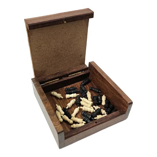 Мини-деревянные шахматы ручной работы ручной работы, винтажный шахматный набор для путешественников, старинная деревянная шахматная доска, уникальная мини-портативная копия шахматной доски