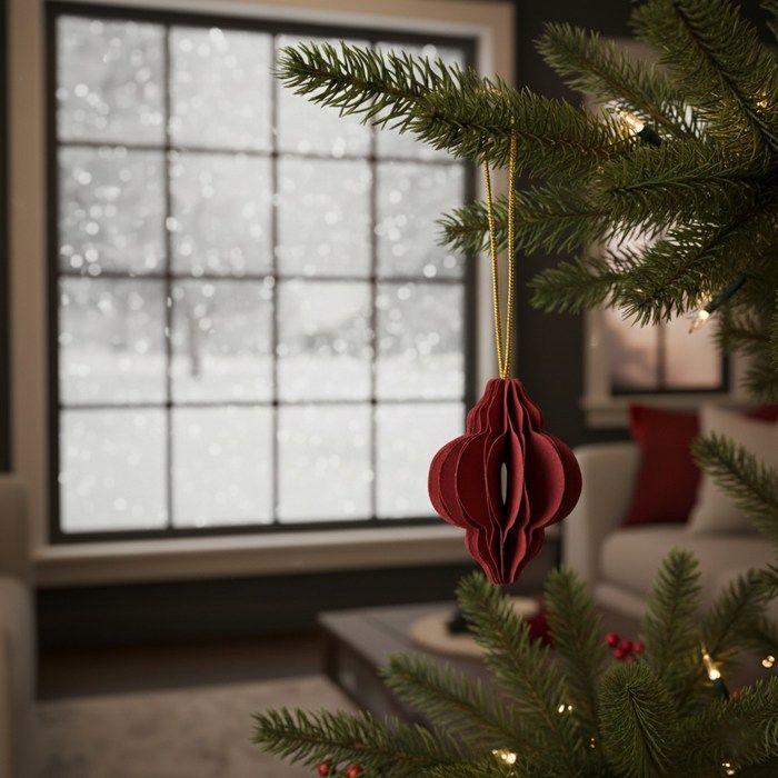 Boules en papier - SPRINGOS - Lot de 6 - 4 cm - Doré - Décorations de Noël