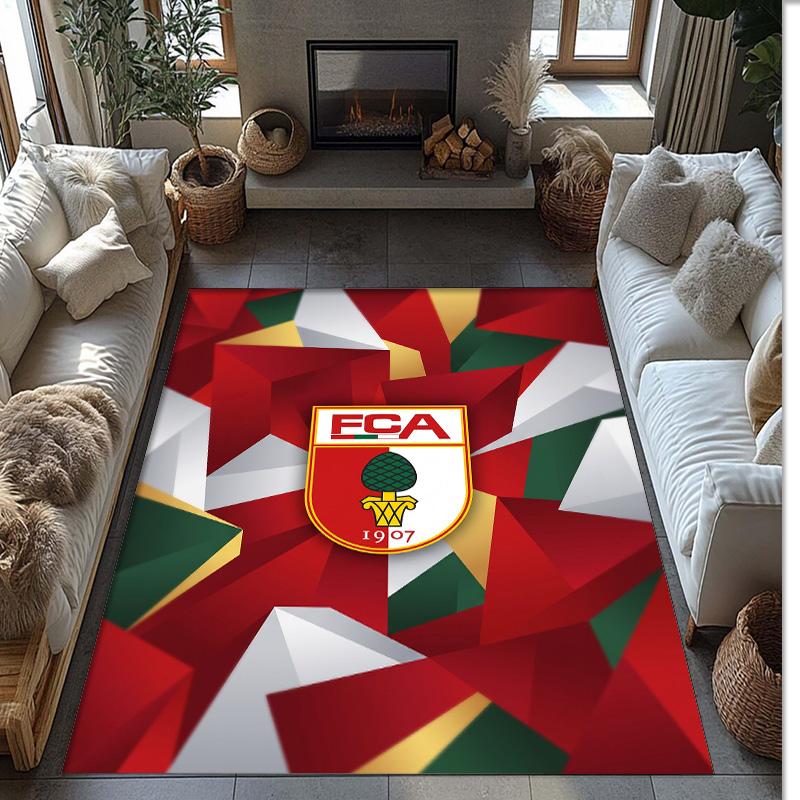 FC Augsburg FC Soccer Football Pattern Soft Area Rug Non Slip Indoor Floor Carpet Sports Decor Mat for Bedroom