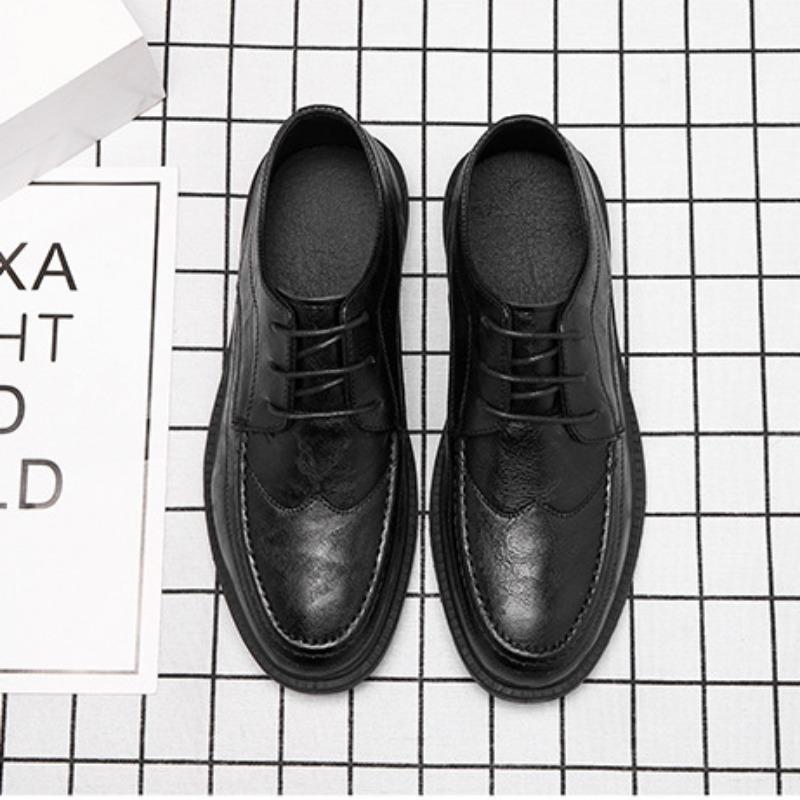 Мужские кожаные туфли весна и осень новые универсальные повседневные деловые кожаные туфли мужские туфли на шнуровке с круглым носком