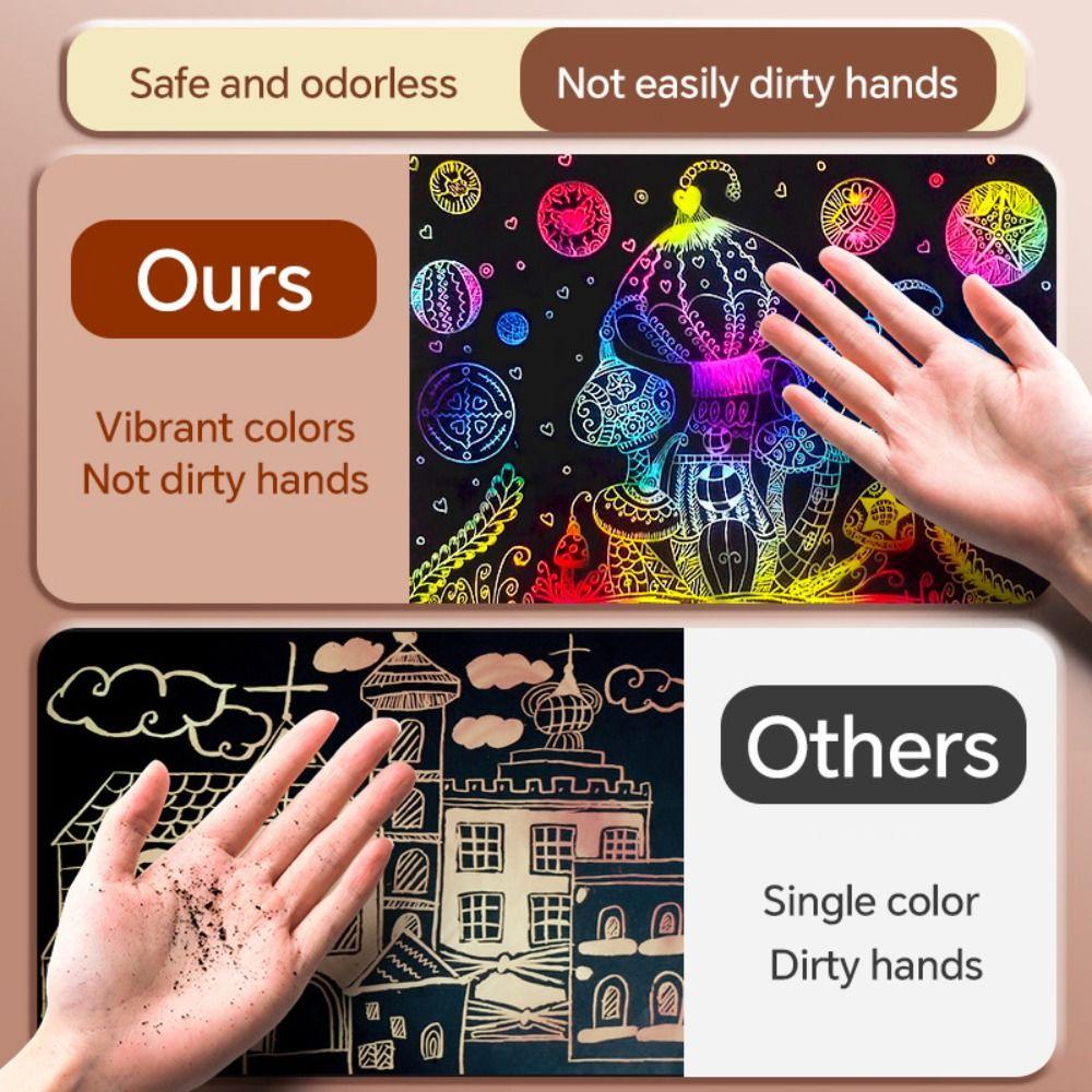 10PCS Rainbow Scratch Painting Toys DIY Night Scene Art Drawing Paper Scratch-off Paper Children