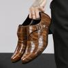 Fashionable 5cm Height Increase Stone Pattern British Casual Men's Leather Shoes