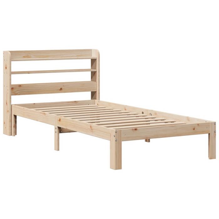 VidaXL Bed Frame with Headboard 90x200 Cm Solid Pine Wood, Bed, Bedroom Furniture, Wooden Bed, Single Bed, Frame 3306782