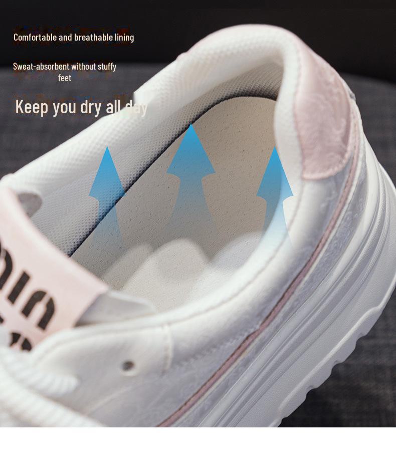 2025 White Low-Top Thick-Soled Platform Shoes - Small Size, Breathable, Height-Enhancing, All-Match Casual Footwear for Spring & Autumn