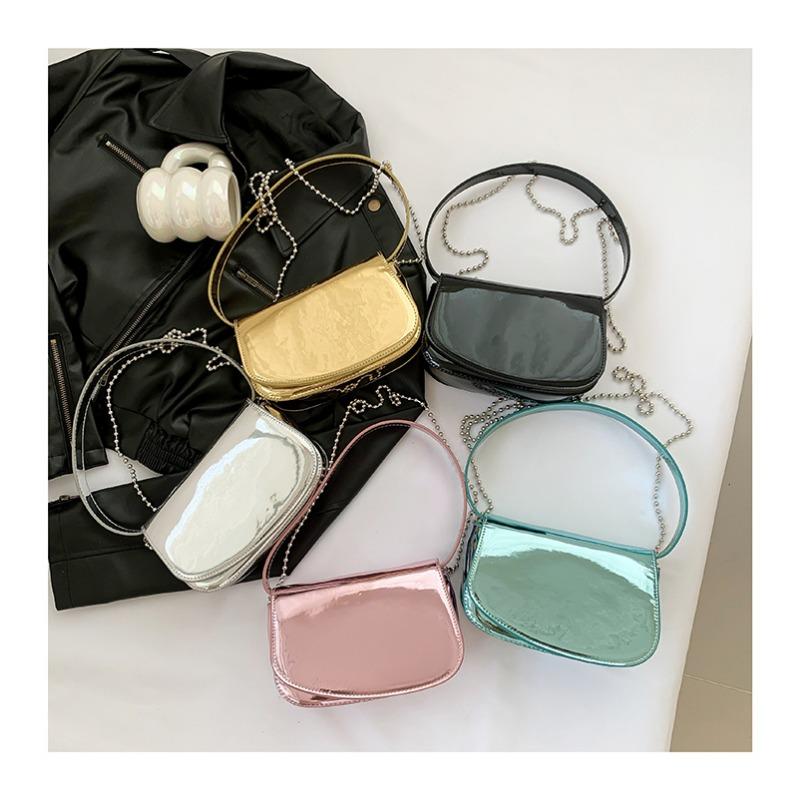 Лаковая кожа, модная зеркальная однотонная трендовая сумка для подмышек, женская сумка 2024, новая цепочка в западном стиле на одно плечо, через плечо, внешняя торговля