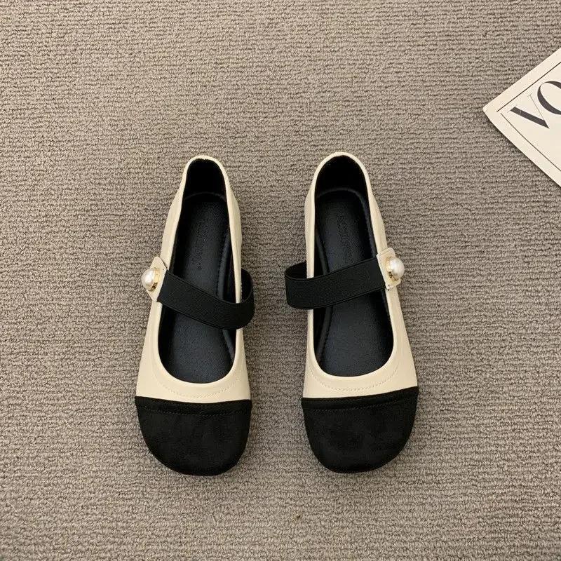 Fashion Ladies Footwear Japanese Style Lolita Khaki Pearl Gothic Women's Shoes Round Toe Low Heel Elegant Patchwork Mary Jane Non Slip A