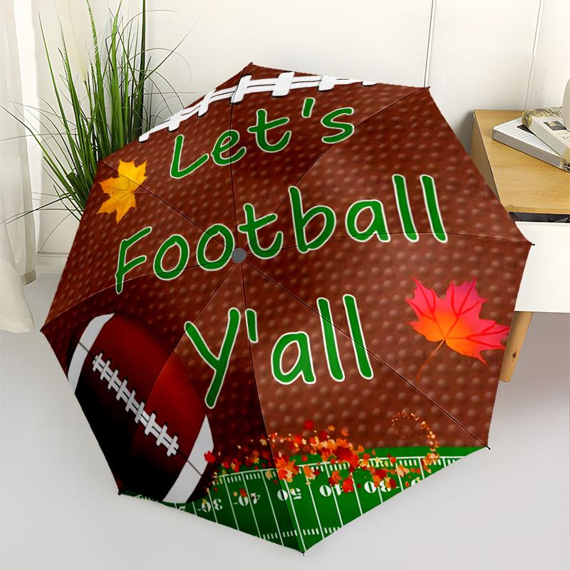 Football Game Day Fun Compact Travel Automatic Umbrella Retractable Design with 8-Rib Durability Durable Plastic & Iron All-Season Travel