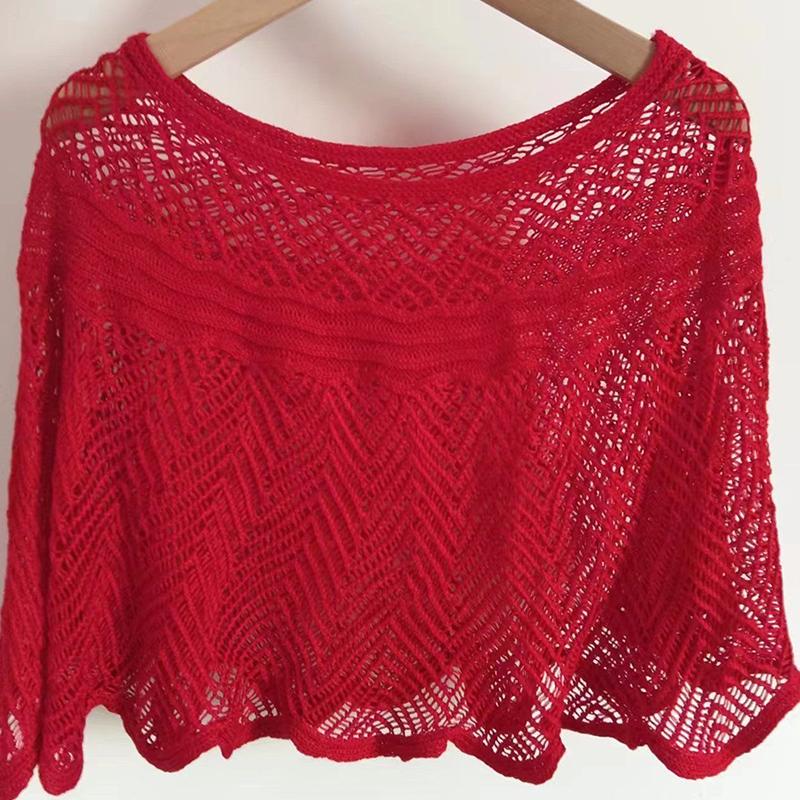 Женская вязаная ажурная хлопковая шаль шарф блузка лето осень элегантная женская накидка для защиты от солнца плащ-смок