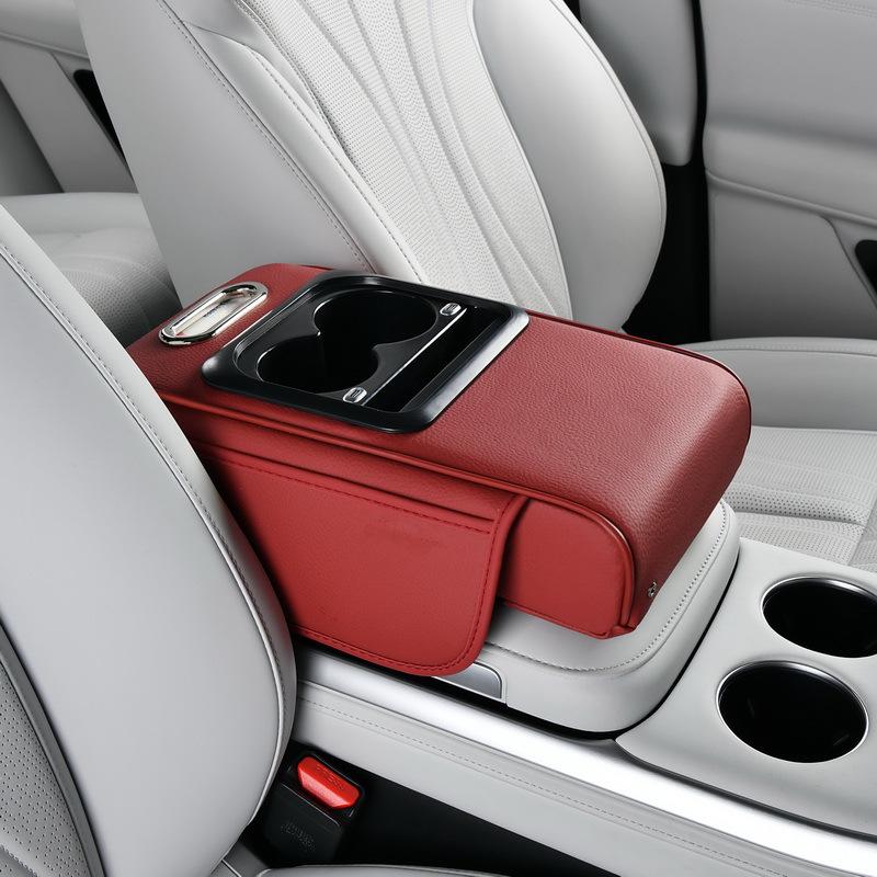 Car Tissue Box Center Armrest Box Storage With Water Cup Holder Usb Portcar Armrest Box Booster Pad With Usb Port Multi-Function