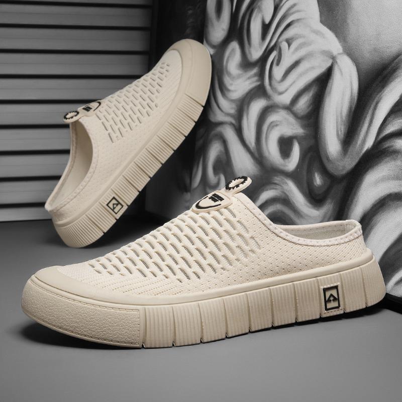 Сандалии без застежек с открытой пяткой для мужчин и женщин - летние сланцы из дышащей сетки с плоской подошвой, легкая повседневная одежда для отдыха на открытом воздухе