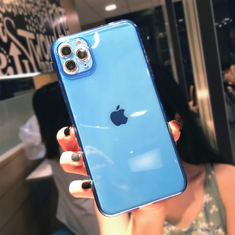 Неоновый флуоресцентный однотонный чехол для телефона для Apple iphone 17 16 15 13 12 11 Pro MAX 14 X XR XS 8 7 Plus Мягкий IMD чехол Прозрачная задняя крышка телефона