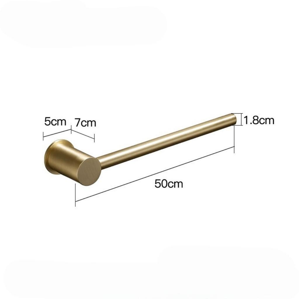 Tuqiu Brushed Gold Towel Hanger Wall Mounted Brass Towel Rack Bathroom Towel Holder Brass Towel Bar Rail Brief Towel Holder